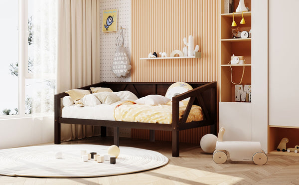 English Elm Twin Daybed Frame Solid Pine Sofa Bed for Guest Room Studio or Teen Bedroom Espresso N708P266719P