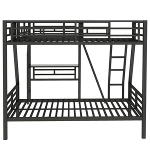 English Elm Twin Triple Bunk Bed with Loft, Desk & Shelf — Metal Black L-Shaped Sleep/Study Space, No Box SpringNeeded SM000606AAB