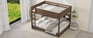 English Elm Queen Over Bunk Bed Solid Pine Cabin Frame with Storage and Usb Charging Wood GX000399AAD