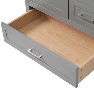 English Elm 30" Gray Bathroom Vanity with Ceramic Sink, Solid Wood Frame, Soft-Close Door & 3 Drawers for Organized Style N729P177787E