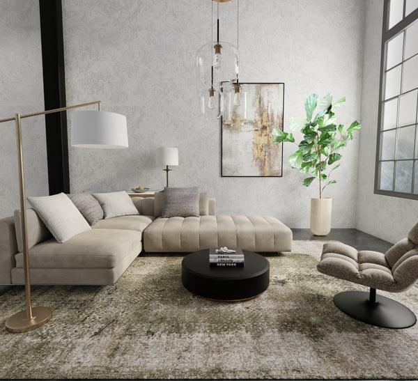 Feizy Rugs Skyview Abstract Plush Polypropylene Area Rug - Modern Distressed Design For Home Elegance & Style Green,Tan Polypropylene Skv39qcfgrn000f10