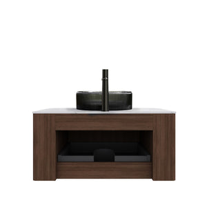 English Elm Muri Floating Bathroom Vanity Plywood Cabinet Sintered Stone Top Oak Drawer W2615S00241