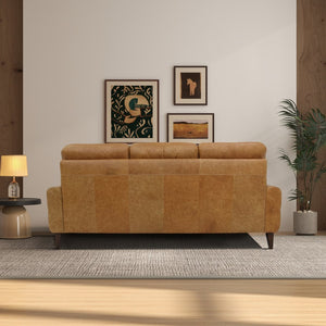 English Elm Elliot Full Grain Leather Reclining Sofa Solid Wood Frame Cognac Living Room Seating B183P255286