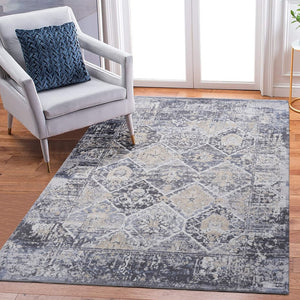 English Elm Payas Collection 6X9 Grey And Blue Traditional Area Rug - Soft, Durable, Kid & Pet-Friendly Design B189P183562-GIGA