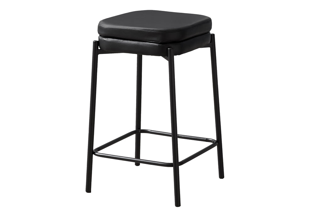 English Elm Barstool, Set Of 2 Counter Height Stools In Black Leather Look With Sturdy Metal Legs For Modern Spaces B2710P287016