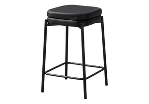 English Elm Barstool, Set Of 2 Counter Height Stools In Black Leather Look With Sturdy Metal Legs For Modern Spaces B2710P287016