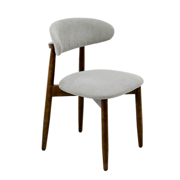 English Elm Wooden Upholstered Dining Chairs Set of 2 Linen Fabric Curved Back Farmhouse Style Gray W3204P456999
