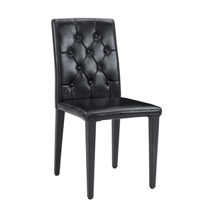 English Elm 4-piece Brown Suede Dining Chair Set with Tufted Back and Walnut Metal Legs Black W1151P361171