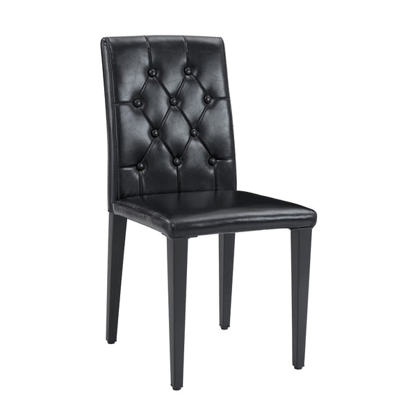 English Elm 4-piece Brown Suede Dining Chair Set with Tufted Back and Walnut Metal Legs Black W1151P361171