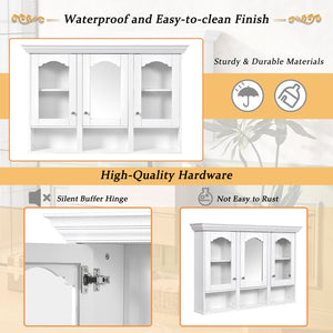English Elm 47" Wall Mounted Bathroom Cabinet with Mirror — Space-Saving 3 Adjustable Shelves, Pine Accents, Water-Resistant Finish N710P264268K