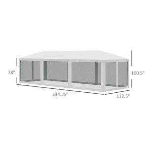 English Elm Outsunny 10' X 28' Party Tent Canopy With Mesh Sidewalls, Zipper Doors & Steel Frame For Events W2225P174249-GIGA