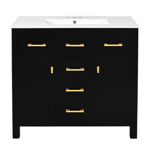 English Elm 72'' Modern Bathroom Vanity Set With Durable Ceramic Sink, Solid Wood Frame, Ample Storage & Style N710SS00011B