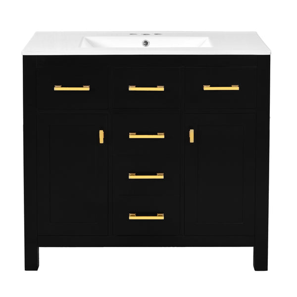English Elm 72'' Modern Bathroom Vanity Set With Durable Ceramic Sink, Solid Wood Frame, Ample Storage & Style N710SS00011B