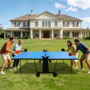 English Elm Offical Regulation Foldable Outdoor Ping Pong Table with Wheels Net Paddles Balls W1408P436372