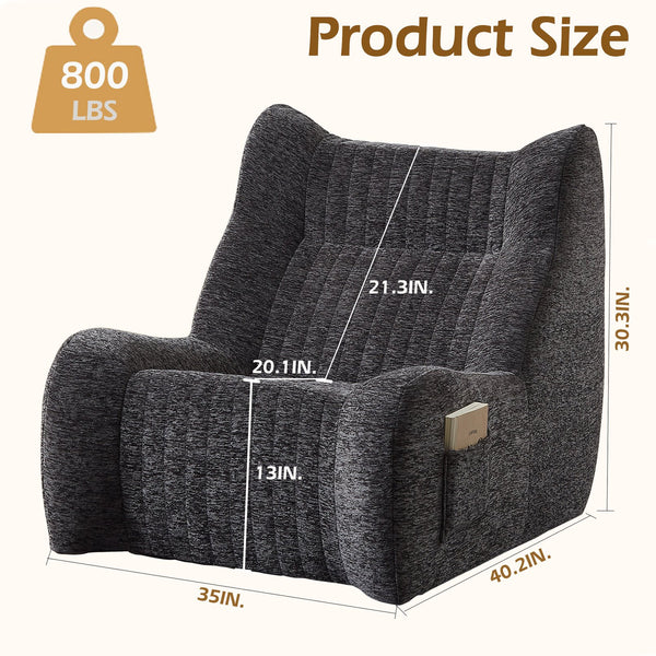 English Elm Bean Chenille Oversized Armrest Bean Bag Chair for Adults - Ergonomic 35D Sponge Comfort Sofa W3434P346412
