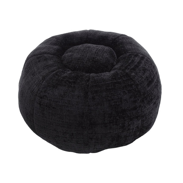English Elm UNITED Cloud-Luxe Chenille Memory Foam Bean Bag Chair with Ottoman and Pillow for Ultimate Comfort Black W1568P361690