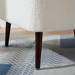 English Elm Modern Teddy Fabric Accent Chair - Plush Chenille Upholstered Armchair with Pillow, Wood Legs, Ergonomic Comfort for Living Room, Bedroom (White) W1028P236496