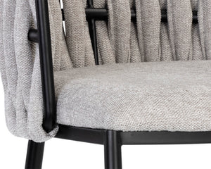 Sunpan Sarai Contemporary Barstool with Unique Weaved Backrest and Black Powder-Coated Steel Frame Belfast Heather Grey