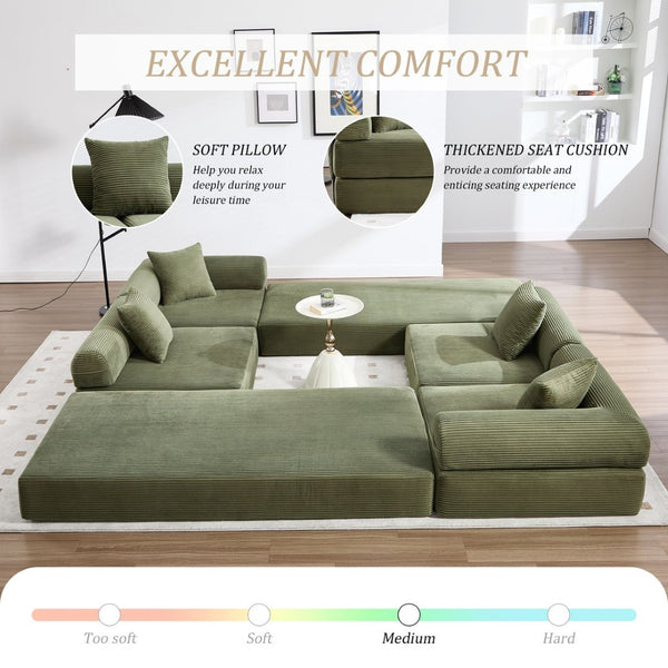 English Elm United We Win Convertible Folding Sofa Bed - Cozy Corduroy Memory Foam For Living Room & Guest Use W1568S00250-GIGA