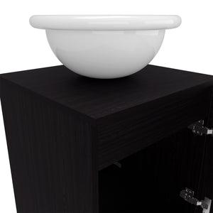 English Elm Bathroom Sleek Single-Door Vanity with Integrated Sink — Modern Minimalist Engineered Wood Storage, Durable & Eco-Friendly Black 26.38 L x 22.44 W x 11.42 H B097P296811