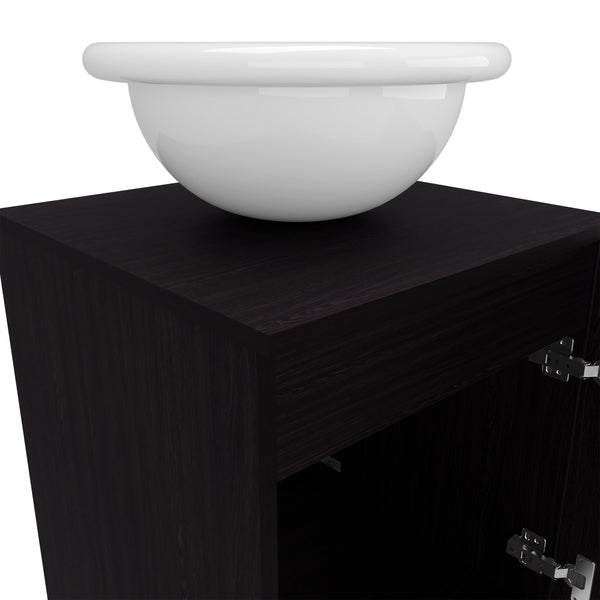 English Elm Bathroom Sleek Single-Door Vanity with Integrated Sink — Modern Minimalist Engineered Wood Storage, Durable & Eco-Friendly Black 26.38 L x 22.44 W x 11.42 H B097P296811