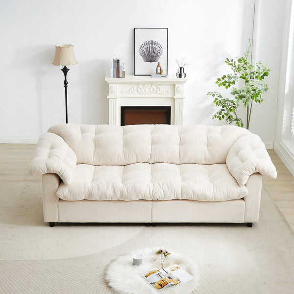 English Elm 94.8" Chenille Modern Deep Seat Sofa Plush Cloud-Like Upholstery, Solid Wood Frame, Luxurious Comfort Beige W1193S00175