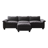 English Elm Living Room Furniture Luxury Sectional Sofa Couch With Ottoman Soft Velvet Upholstered Sofa Grey