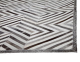 Sams International Abacasa Geo Hide Handmade Cowhide Geometric  Rug Charcoal, Ivory 5' x 8'