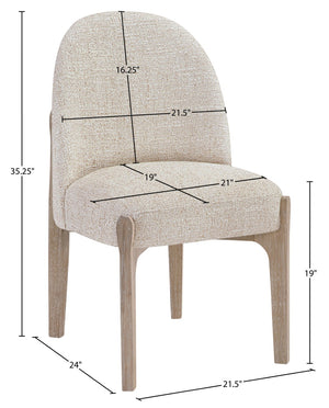 Meridian Furniture Torino Linen Upholstered Dining Chair with Brass Accents and Wood Frame for Modern Rooms Style 1 Beige 88001Beige-C