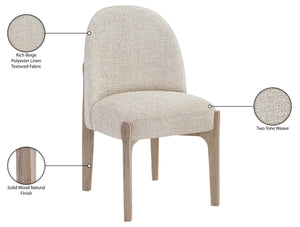 Meridian Furniture Torino Linen Upholstered Dining Chair with Brass Accents and Wood Frame for Modern Rooms Style 1 Beige 88001Beige-C