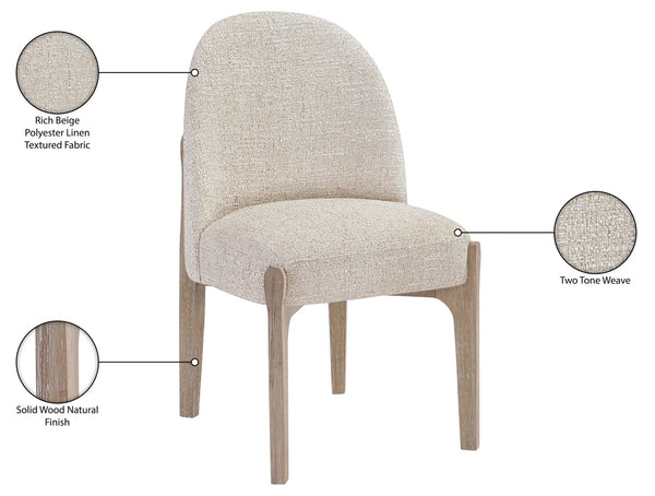 Meridian Furniture Torino Linen Upholstered Dining Chair with Brass Accents and Wood Frame for Modern Rooms Style 1 Beige 88001Beige-C