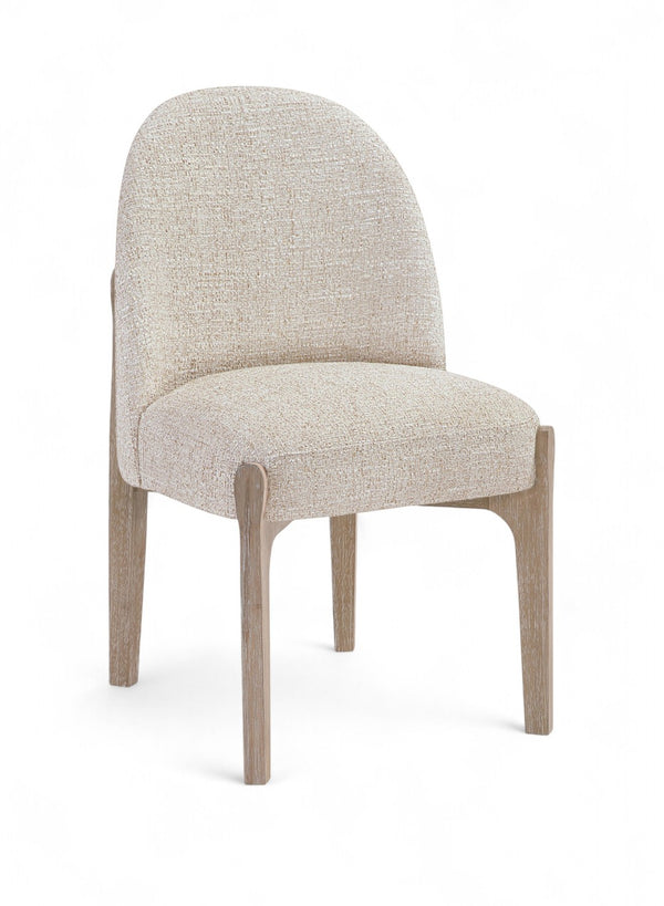 Meridian Furniture Torino Linen Upholstered Dining Chair with Brass Accents and Wood Frame for Modern Rooms Style 1 Beige 88001Beige-C