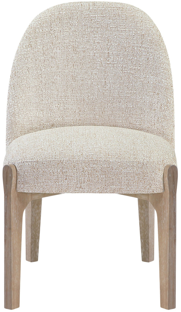 Meridian Furniture Torino Linen Upholstered Dining Chair with Brass Accents and Wood Frame for Modern Rooms Style 1 Beige 88001Beige-C