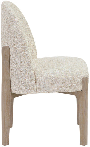 Meridian Furniture Torino Linen Upholstered Dining Chair with Brass Accents and Wood Frame for Modern Rooms Style 1 Beige 88001Beige-C