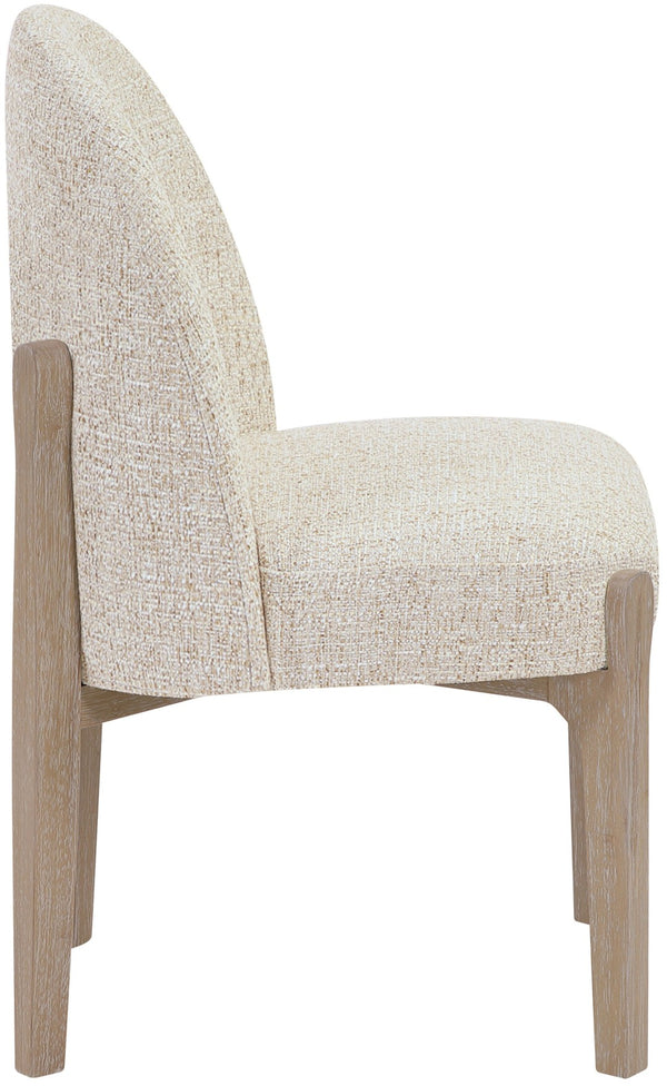 Meridian Furniture Torino Linen Upholstered Dining Chair with Brass Accents and Wood Frame for Modern Rooms Style 1 Beige 88001Beige-C