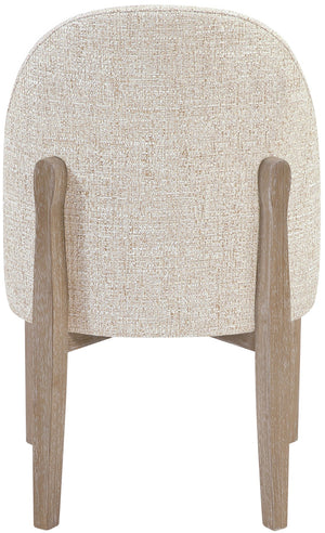 Meridian Furniture Torino Linen Upholstered Dining Chair with Brass Accents and Wood Frame for Modern Rooms Style 1 Beige 88001Beige-C
