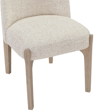 Meridian Furniture Torino Linen Upholstered Dining Chair with Brass Accents and Wood Frame for Modern Rooms Style 1 Beige 88001Beige-C