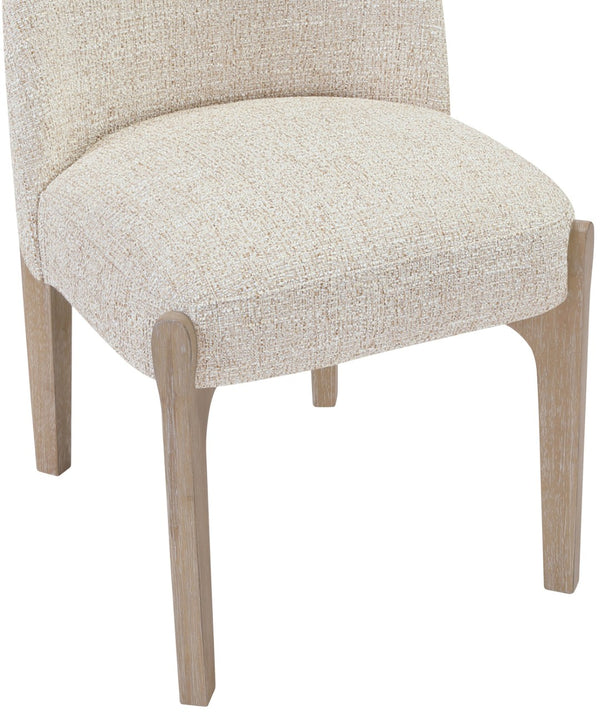 Meridian Furniture Torino Linen Upholstered Dining Chair with Brass Accents and Wood Frame for Modern Rooms Style 1 Beige 88001Beige-C