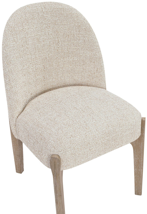 Meridian Furniture Torino Linen Upholstered Dining Chair with Brass Accents and Wood Frame for Modern Rooms Style 1 Beige 88001Beige-C