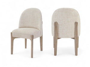 Meridian Furniture Torino Linen Upholstered Dining Chair with Brass Accents and Wood Frame for Modern Rooms Style 1 Beige 88001Beige-C