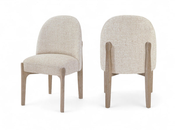 Meridian Furniture Torino Linen Upholstered Dining Chair with Brass Accents and Wood Frame for Modern Rooms Style 1 Beige 88001Beige-C
