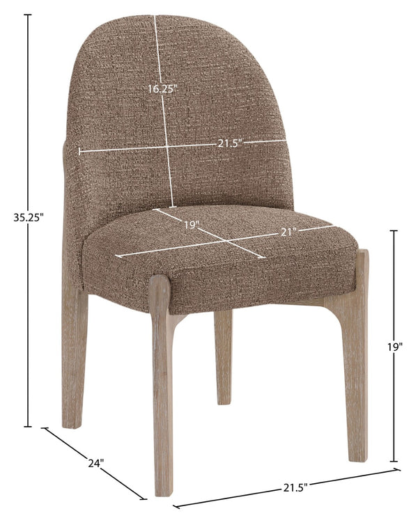 Meridian Furniture Torino Linen Upholstered Dining Chair with Brass Accents and Wood Frame for Modern Rooms Style 1 Brown 88001Brown-C
