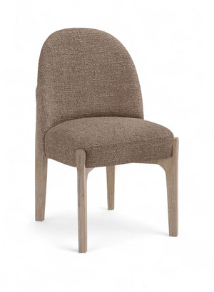 Meridian Furniture Torino Linen Upholstered Dining Chair with Brass Accents and Wood Frame for Modern Rooms Style 1 Brown 88001Brown-C