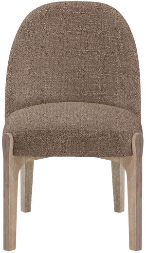 Meridian Furniture Torino Linen Upholstered Dining Chair with Brass Accents and Wood Frame for Modern Rooms Style 1 Brown 88001Brown-C