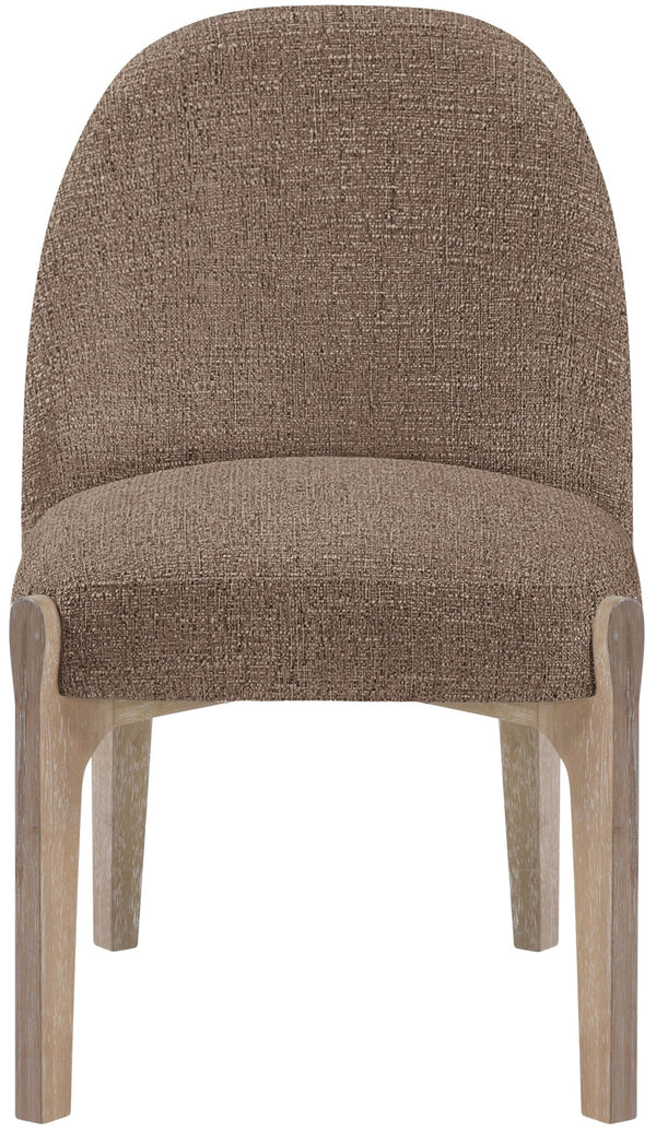 Meridian Furniture Torino Linen Upholstered Dining Chair with Brass Accents and Wood Frame for Modern Rooms Style 1 Brown 88001Brown-C