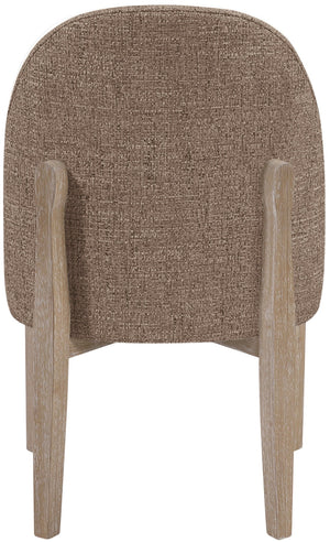 Meridian Furniture Torino Linen Upholstered Dining Chair with Brass Accents and Wood Frame for Modern Rooms Style 1 Brown 88001Brown-C
