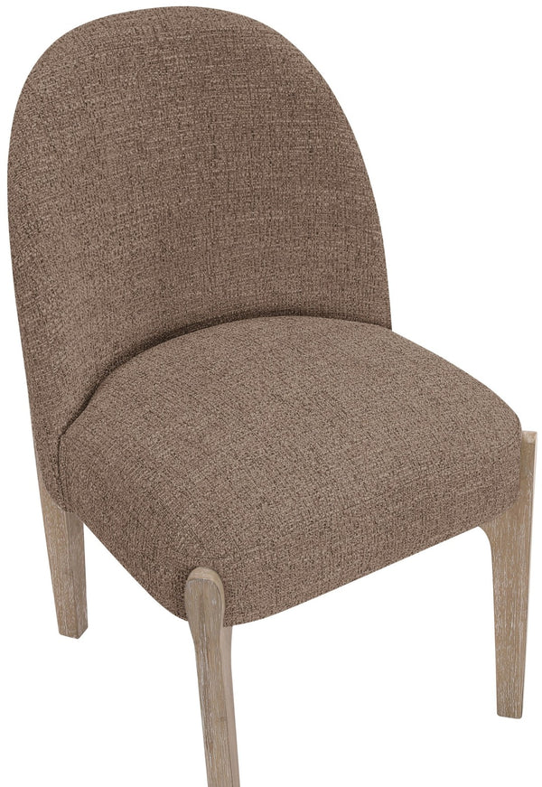 Meridian Furniture Torino Linen Upholstered Dining Chair with Brass Accents and Wood Frame for Modern Rooms Style 1 Brown 88001Brown-C