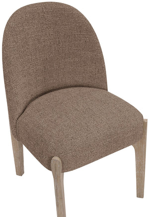 Meridian Furniture Torino Linen Upholstered Dining Chair with Brass Accents and Wood Frame for Modern Rooms Style 1 Brown 88001Brown-C