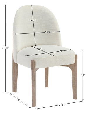 Meridian Furniture Torino Linen Upholstered Dining Chair with Brass Accents and Wood Frame for Modern Rooms Style 1 Cream 88001Cream-C