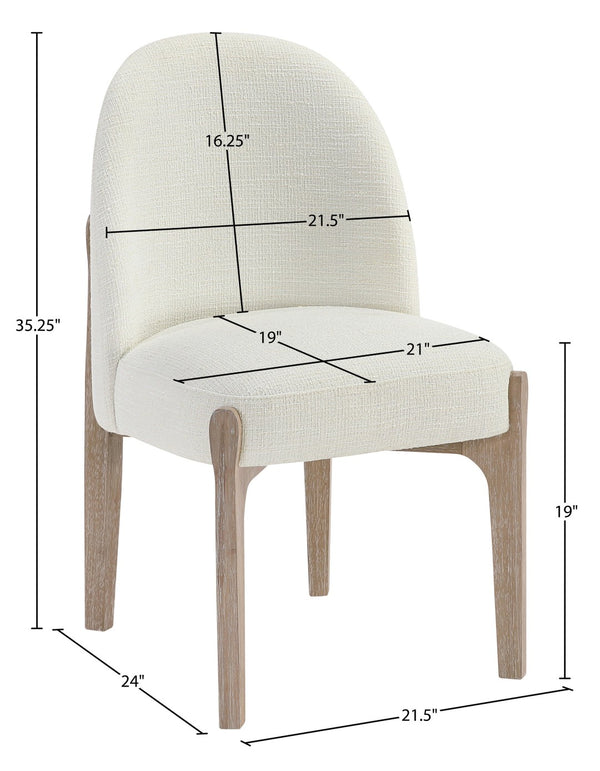 Meridian Furniture Torino Linen Upholstered Dining Chair with Brass Accents and Wood Frame for Modern Rooms Style 1 Cream 88001Cream-C